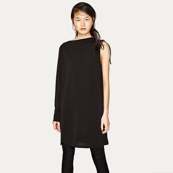 ZARA TRAFALUC ONE SLEEVE ASYMMETRIC DRESS - Picture 3 of 8
